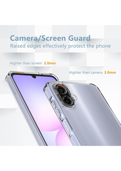 Samsung Galaxy A07 Kılıf Kamera Çıkıntılı Korumalı Yumuşak Şeffaf Silikon + 9h Ekran Koruyucu Cam fiyatları