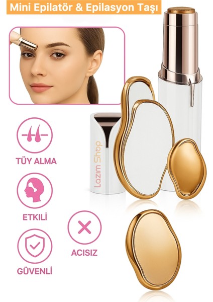 Yüz ve Vücut Epilasyon Seti, Taş ve Tüy Silgisi ile Pürüzsüz Cilt