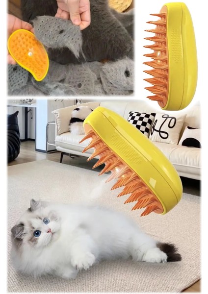 3 In 1 Buharlı Kedi ve Köpek Tüy Fırçası, Epilasyon ve Temizlik Aracı