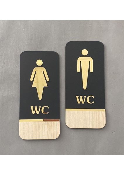 Meşe Gold Serisi Natural Dikey Wc Yönlendirme Seti Bay-Bayan Wc Yönlendirme Yazısı Ahşap 20*9 cm fiyatları