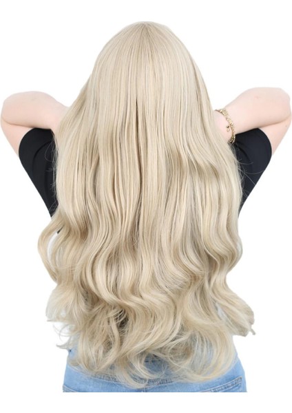 Kahküllü Uzun Dalgalı Fiber Sentetik Peruk - Balköpüğü / Platin Röfleli indirimleri