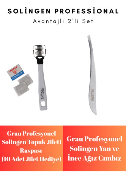 Ince Ağız Cımbız ve Topuk Jileti Raspası 2'li Set