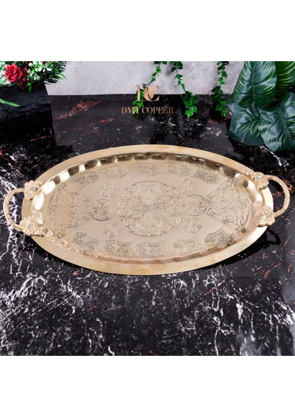 Dmt Gaziantep Bakır 34,5 cm Osmanlı El Işi Sunum Tepsi Kına Tepsisi 34.5CMX21.5CM fiyatları