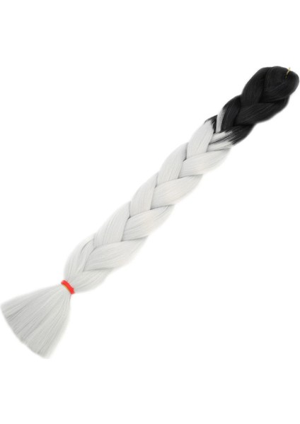 Afrika Örgülük Sentetik Ombreli Saç 100 Gr. - Siyah / Açık Gri