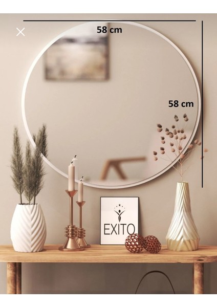 Dekoratif Yuvarlak Ayna Beyaz 58 cm Antre Hol Wc Beyaz 58 cm fiyatları