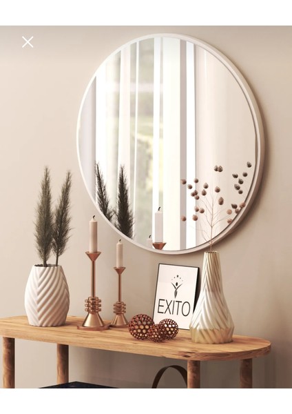 Dekoratif Yuvarlak Ayna Beyaz 58 cm Antre Hol Wc Beyaz 58 cm modelleri