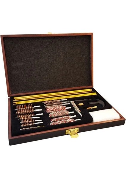 -27parça Ahşap Kutu Evrensel Tabanca Temizleme Seti