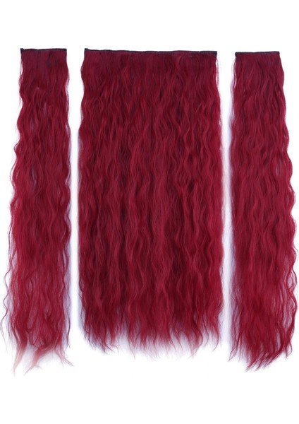 Fiber Sentetik Kabarık Dalgalı Yarım Ay + 2 Yan Çıt Çıt - Kızıl fiyatları