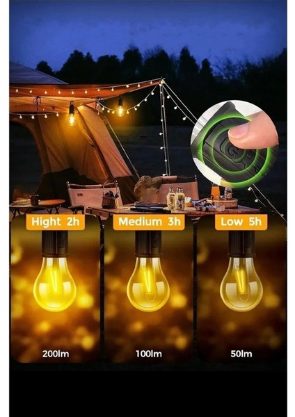 Taşınabilir Şarjlı Led Ampül Outdoor Kamp Bahçe Lambası 10w Askılı Kırılmaz Led Işık