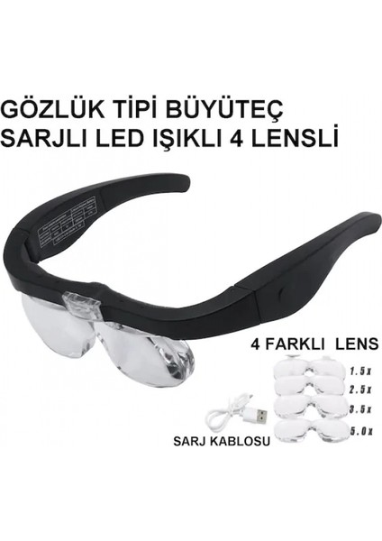 - Şarjlı Gözlük Büyüteç 4 Farklı Lens -11537dc modelleri
