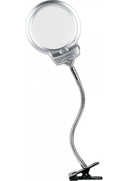 -2.5x130 Mm 5x24 Mm Led Aydınlatmalı Büyüteç,masa Üstü Metal Hortum Mandallı-mg15124-c