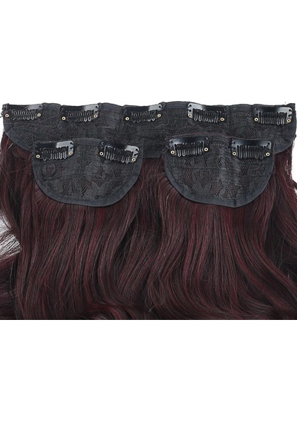 Fiber Sentetik Düz Yarım Ay + 2 Yan Çıt Çıt - Koyu Kızıl modelleri