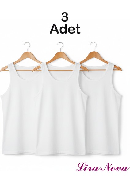 Klasik Beyaz Atlet Suprem Kumaş %100 Coton 3'lü