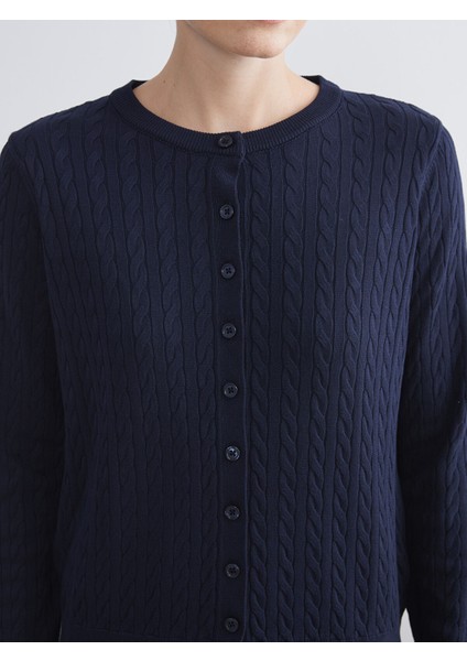 Yeni Sezon Bisiklet Yaka Kendinden Desenli Kadın Triko Hırka modelleri