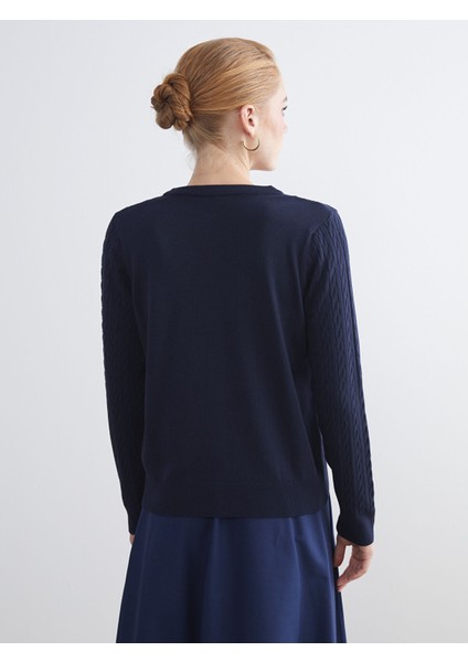 Yeni Sezon Bisiklet Yaka Kendinden Desenli Kadın Triko Hırka fırsatları