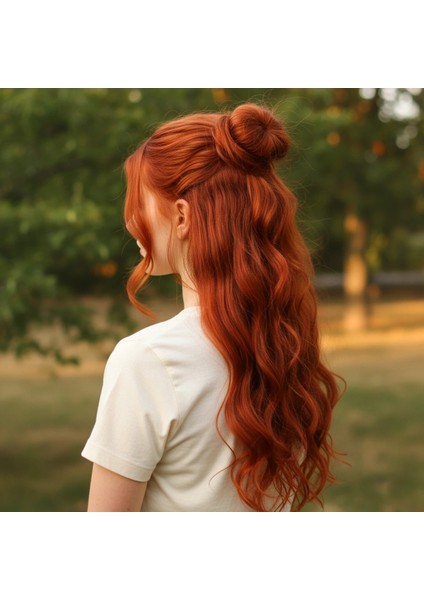 Fiber Sentetik Dalgalı Yarım Ay + 2 Yan Çıt Çıt - Bakır