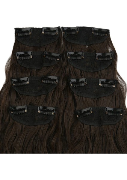 Fiber Sentetik Kabarık Dalgalı 8 Parça Çıt Çıt - Açık Kahve modelleri