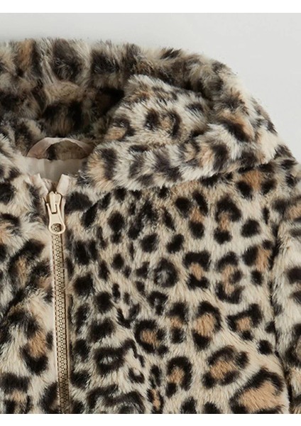 Leopar Desenli Kız Çocuk Pelüş Mont (W5) modelleri