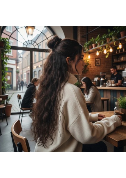 Fiber Sentetik Kabarık Dalgalı 8 Parça Çıt Çıt - Kahverengi