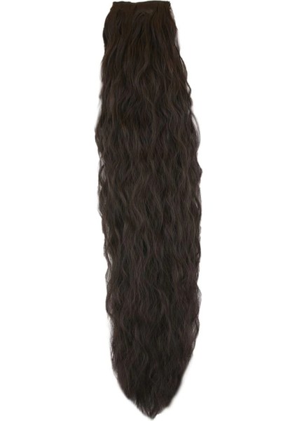 Fiber Sentetik Kabarık Dalgalı 8 Parça Çıt Çıt - Kahverengi fiyatları