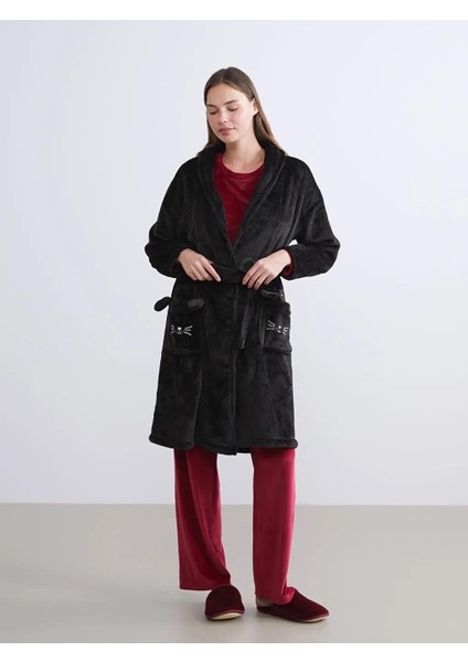 Kruvaze Yaka Pelüş Kadın Sabahlık (W5) fiyatları