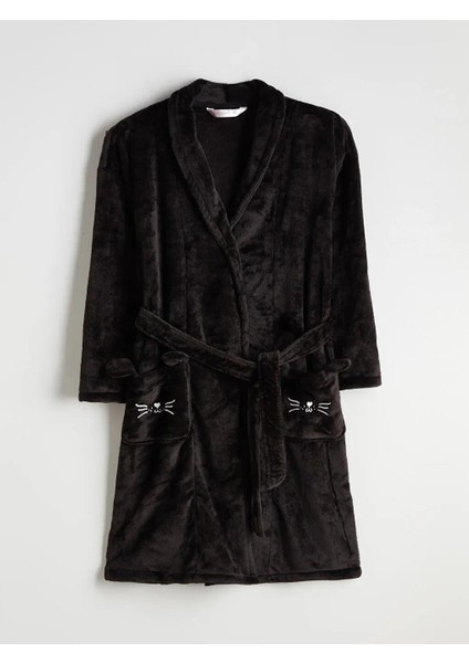 Kruvaze Yaka Pelüş Kadın Sabahlık (W5) indirimleri