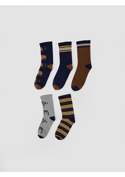 Desenli Erkek Çocuk Soket Çorap 5'li (W5)