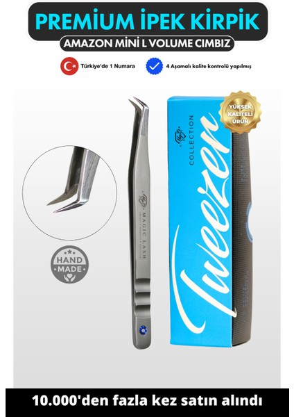 Mini L Mega Hacimli Ipek Kirpik Cımbızı, Güçlü ve Hafif, Doğal Görünüm