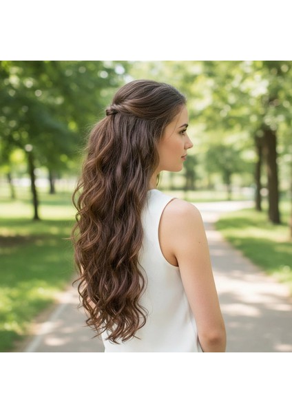 Fiber Sentetik Dalgalı 8 Parça Çıt Çıt - Kahve Karamel