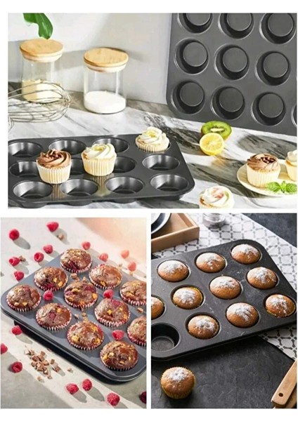 3 Adet 12’li Muffin Kek Kalıbı – Dayanıklı, Çok Amaçlı Fırın Kalıbı indirimleri