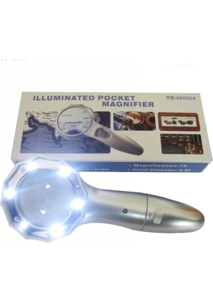 -7x Büyüteç 6 Led Işık Aydınlatma 50mm Optik Lens El Büyüteç fiyatları