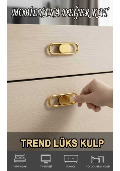 mt Aksesuar Lüks Trend Kulp (32 Mm) Mobiya Yatak Odası Tv Ünitesi Konsol Çocuk ve Genç Odası Kulpu
