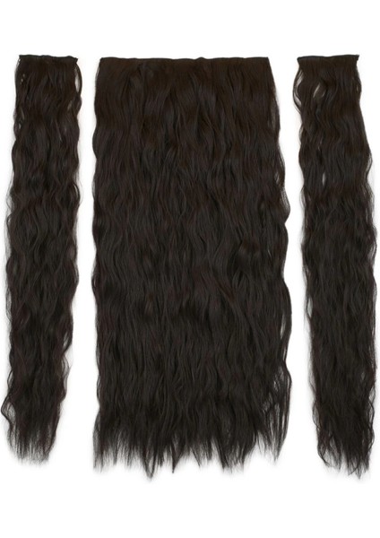 Fiber Sentetik Kabarık Dalgalı Yarım Ay + 2 Yan Çıt Çıt - Kahverengi fiyatları