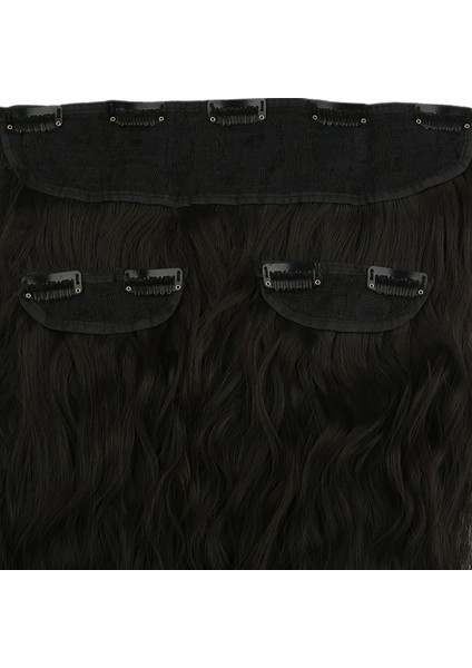 Fiber Sentetik Kabarık Dalgalı Yarım Ay + 2 Yan Çıt Çıt - Kahverengi modelleri