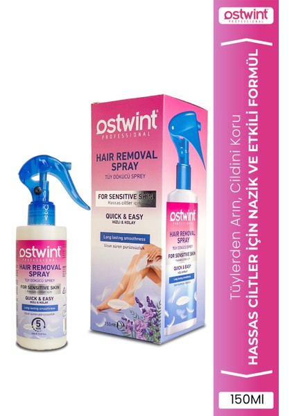 Hassas Ciltler Için Tüy Dökücü Sprey, 150 Ml, Kadınlar Için Güzel ve Konforlu Kullanım