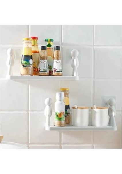 Insan Figürlü Yapışkanlı Çok Amaçlı Duvar Rafı