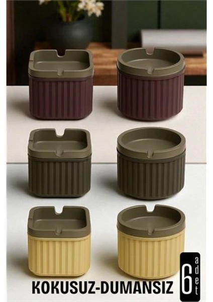 Kokusuz Dumansız Küllük - 6 Li Küllük Seti Kafe Küllüğü Restoran Küllüğü Masaüstü Küllük