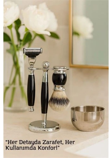 Modacar Koleksiyon Tıraş Seti – 304 Cerrahi Çelik & Kemik Saplı | Çift Cidarlı Tıraş Tası Icardi Collection