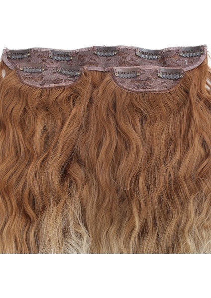 Fiber Sentetik Kabarık Dalgalı Yarım Ay + 2 Yan Çıt Çıt - Koyu Kumral Platin Ombreli modelleri