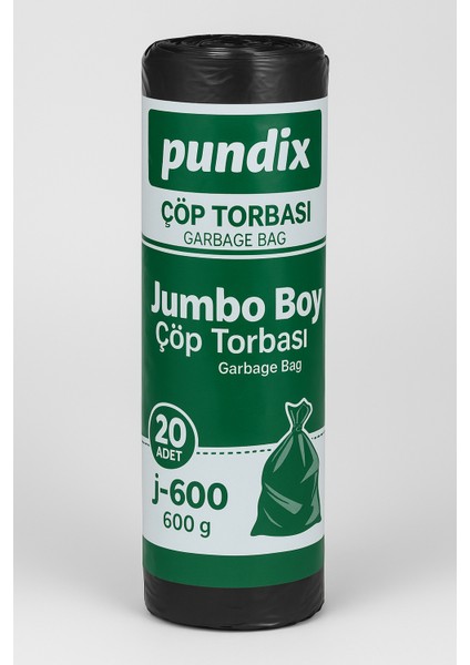 Pundıx J600 Endüstriyel Jumbo Boy Çöp Poşeti – 80X110 cm – 1 Koli (10 Rulo / 100 Adet) fiyatları