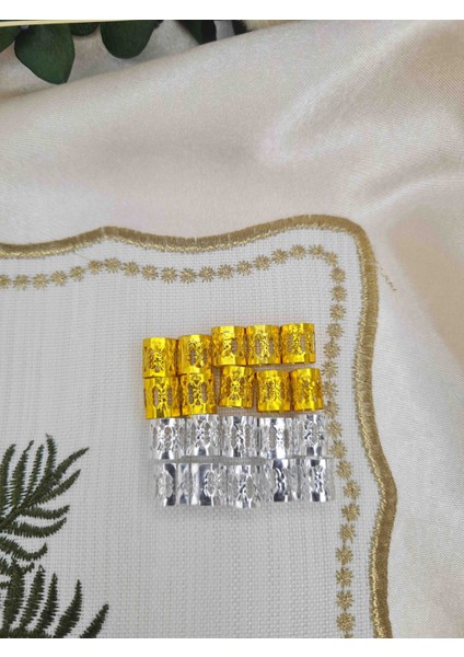 Altın & Gümüş Renk Örgü Saç Takısı – 20’li Karışık Saç Boncuğu Seti fiyatları