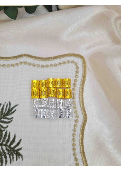 Altın & Gümüş Renk Örgü Saç Takısı – 20’li Karışık Saç Boncuğu Seti indirimleri