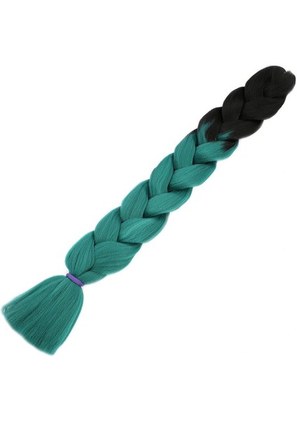 Afrika Örgülük Sentetik Ombreli Saç 100 Gr. - Siyah / Yeşil