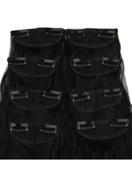 Fiber Sentetik Kabarık Dalgalı 8 Parça Çıt Çıt - Siyah modelleri