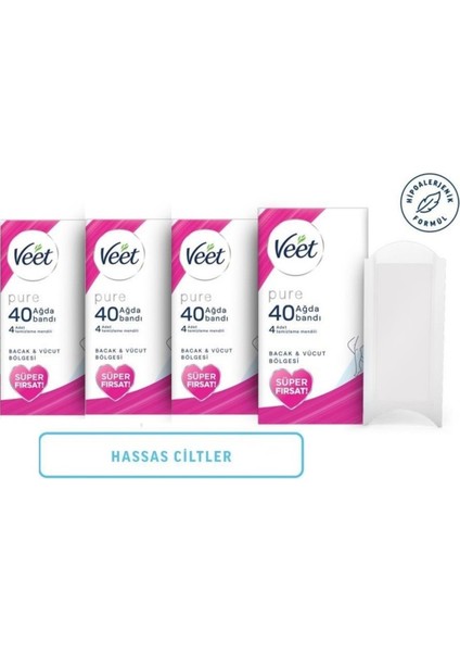 Hipoalerjenik Sir Ağda Bandı, Hassas Ciltler, Bacak ve Vücut, 40'lı x 4 Adet fiyatları