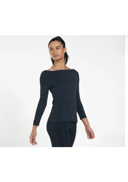 Yoga Luxe Training Long-Sleeve Uzun Kollu Siyah Kadın T-Shirt