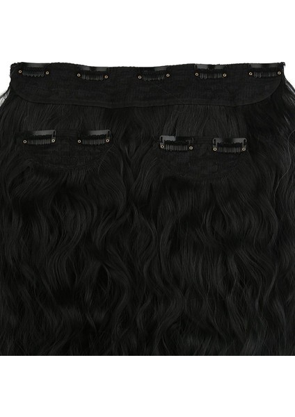 Fiber Sentetik Kabarık Dalgalı Yarım Ay + 2 Yan Çıt Çıt - Siyah Gri Ombreli modelleri