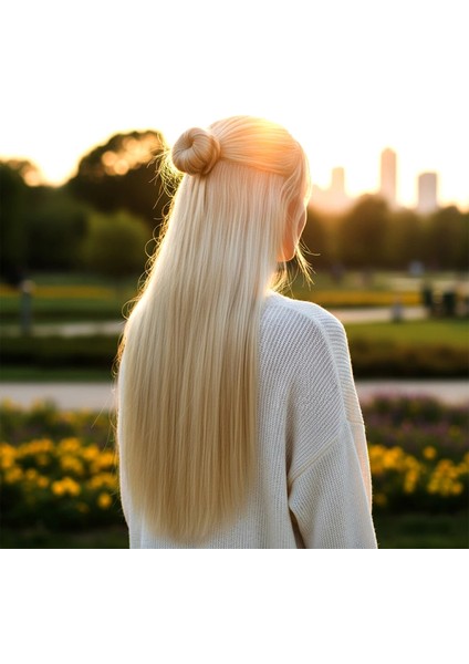 Fiber Sentetik Düz Yarım Ay + 2 Yan Çıt Çıt - Platin