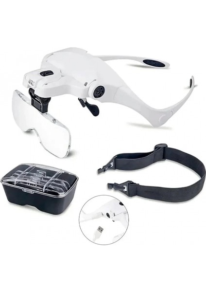 -Şarjlı Gözlük Büyüteç Çalışma Büyüteci 5 Lensli 9892B2C fiyatları