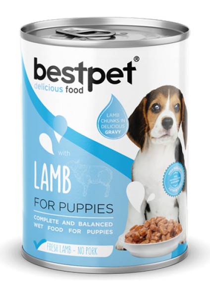 Ds-Derin Bestpet 400 gr x 12 Adet Yavru Köpekler Için, Taze Kuzu Parça Etli ve Soslu Yaş Mama